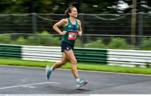 21 August 2021; Caitriona Jennings of Ireland competing in the Irish National 50 kilometre and 100 kilometre Championships, incorporating the Anglo Celtic Plate, at Mondello Park in Naas, Kildare. Photo by Brendan Moran/Sportsfile