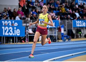 Sarah Healy of UCD AC in action during day two of the 123.ie National Senior Indoor Championships 2025 at the National Indoor Arena on the Sport Ireland Campus in Dublin. Photo by Sam Barnes/Sportsfile