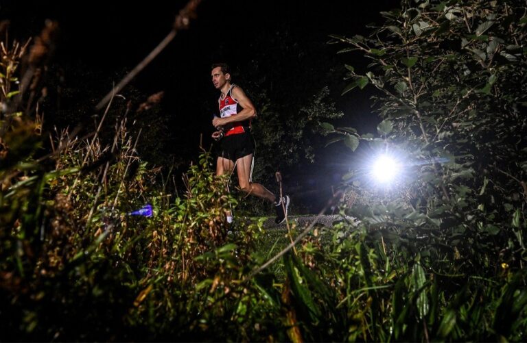 17 October 2021; Ed McGroarty of Lifford / Strabane AC, Donegal, during the Belfast International 24 Hour Road Race at Victoria Park in Belfast. The event comprises of 24-Hour, 100 Mile, 50k and relay races. The 24 hour race was won by Ed McGroarty of Lifford / Strabane AC, Donegal, completing 158.03 miles. The 100 mile race was won by Eugene Winters of Portstewart, completing 100 miles in 21 hours and 40 minutes. Photo by Ramsey Cardy/Sportsfile