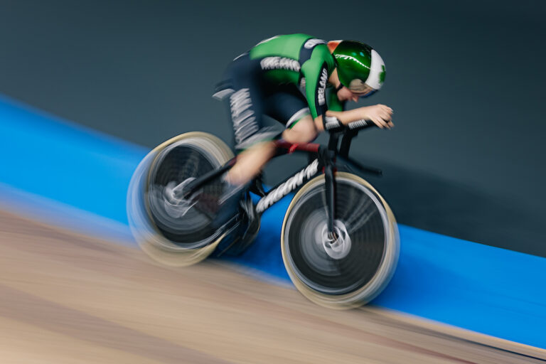 Picture by Alex Whitehead/SWpix.com - 15/02/2025 - Cycling - 2025 UEC Track Elite European Championships - Sport Vlaanderen Heusden Zolder Velodroom, Limburg, Belgium - Women’s Individual Pursuit Qualifying - Aoife O'Brien (Ireland)