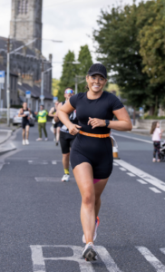 Female Runner Competing in the Dublin City Triathlon