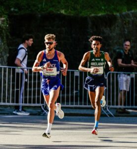 Efrem Gidey in action for Ireland. Credit: Athletics Ireland