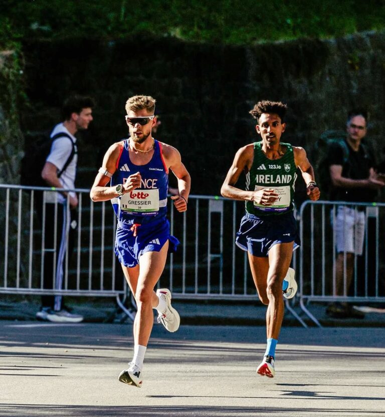 Efrem Gidey in action for Ireland. Credit: Athletics Ireland