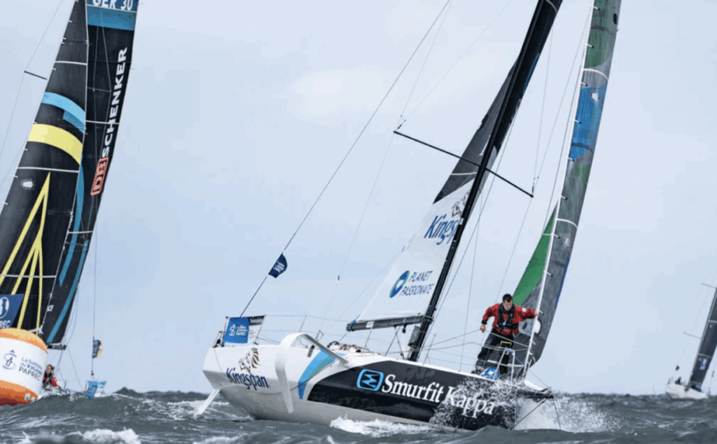 Tom Dolan Irish sailor on his Kingspan boat Credit Alexis Courcoux