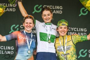 Caoimhe O'Brien, Mia Griffin, Marine Lenehan. Credit: Sean Rowe via Cycling Ireland