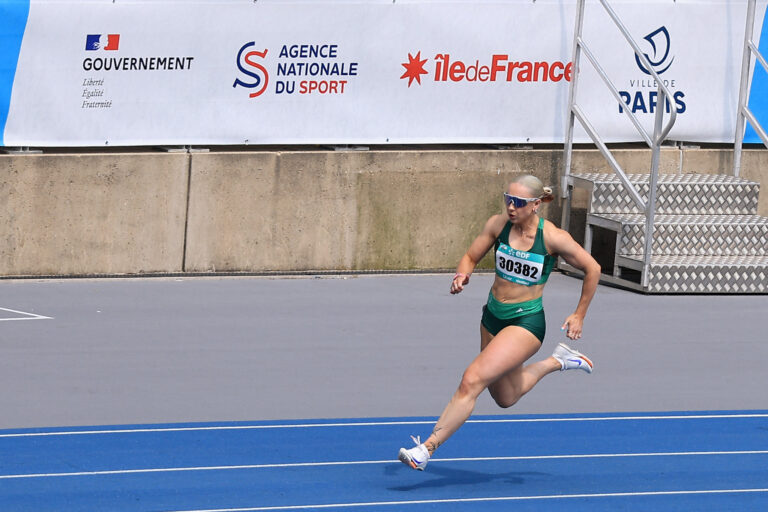 Orla Comerford in action at the World Para Athletics Grand Prix Paris 2025. Credit: Paralympics Ireland