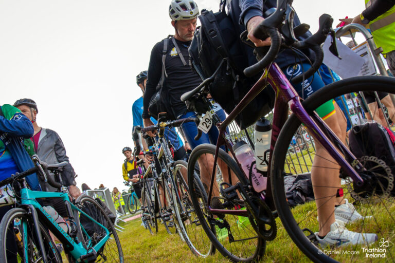 Athletes enter transition area prior to the race to set-up bikes at Beyond the Wall Triathlon 2025. Credit: Daniel Moore Photography