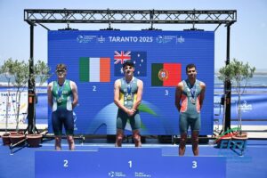 Tom Williamson takes silver at the 2025 World Triathlon Para Series Taranto, Italy. Credit: Federazione Italiana Triathlon