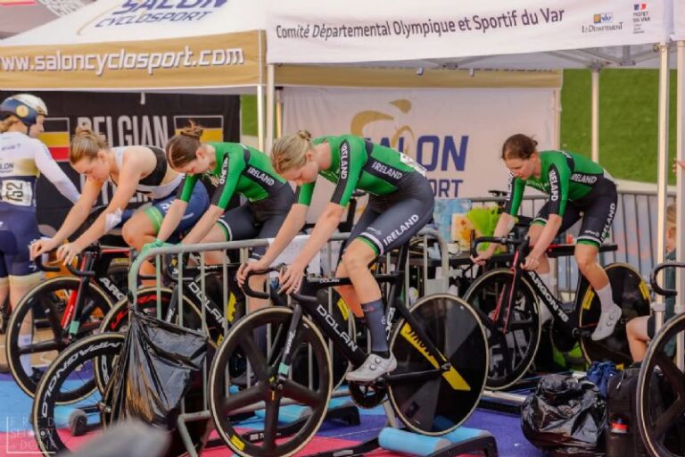 Riders warming up Hyeres, 2025. Credit, Cycling Ireland