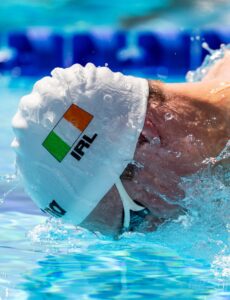 Matthew Hamilton in action for Ireland at the U23 European Aquatic Junior Championships 2025. Credit: Swim Ireland