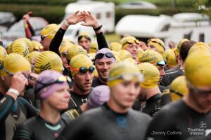TriTyrone swim start. Credit Jonny Collins//Triathlon Ireland
