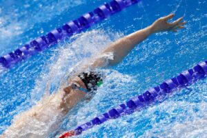 John Shortt on his way to the Men's 50m Backstroke Final at World Aquatic Junior Championships 2025. Credit: World Aquatics