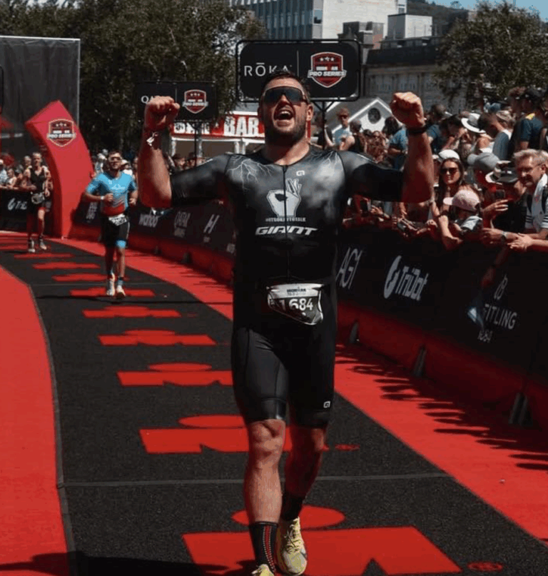 Luke Ambler Andy's Man Club completes IRONMAN 70.3 Swansea as part of Mission Possible.