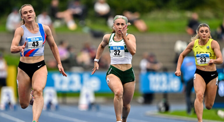 Orla Comerford in action a the National Track and Field Championships 2025. Credit: Paralympics Ireland