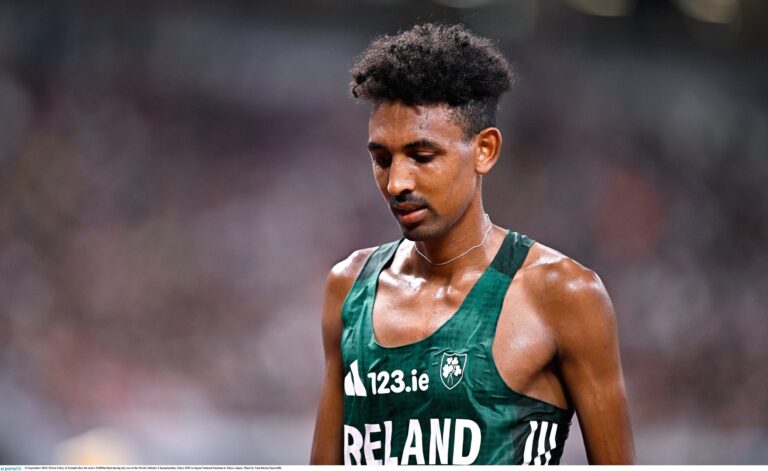 Efrem Gidey in action for Ireland at the 2025 World Athletics Championships. Credit: Athletics Ireland