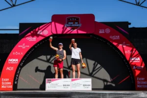 2025 IRONMAN Pro Series Female Podium. Credit: Ironman Media