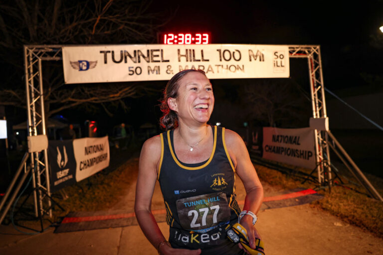 Caitriona Jennings celebrates her record-breaking run at Tunnel Hill. Photo: Micki Colson/Colson Photography