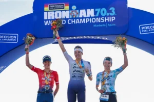 IM70.3 World Championship 2025 Marbella Women Podium. Credit: Ironman Media