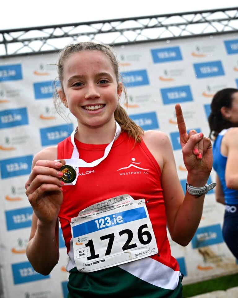 Freya Renton, Westport AC, after the National Cross Country Championships 2025. Credit: Athletics Ireland