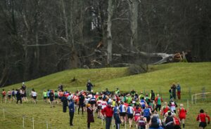 9 February 2025; A general view during the 123.ie National Intermediate, Masters & Juvenile B Cross Country Championships 2025 at Westport Athletics Centre in Mayo. Photo by Tyler Miller/Sportsfile *** NO REPRODUCTION FEE ***