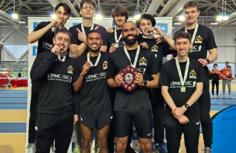 Clonliffe men retain the Indoor League Title 2026. Credit: Clonliffe Harriers AC Facebook